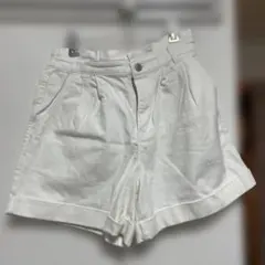 ホワイト ハイウエスト ショートパンツ L