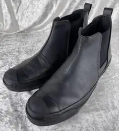極美品 コンバース ジャックパーセル レザー サイドゴア 26.5cm ブラック