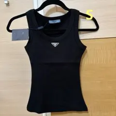 れ*！様 PRADA ブラック タンクトップ L Prada トライアングルロゴ タンクトップ | ブラック | FARFETCH JP