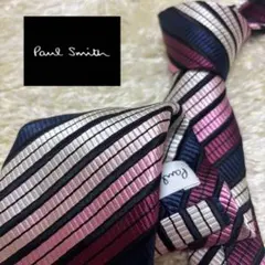 美品　Paul Smith 人気の派手系　マルチカラーストライプ　シルク　厚み
