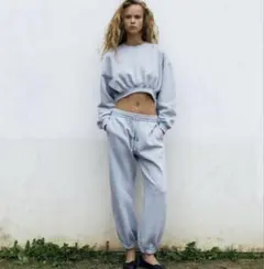 ZARA スウェット クロップド丈 セットアップ 裏起毛