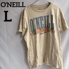 O'NEILL フラワープリント Tシャツ Lサイズ　綿100 ベージュ　半袖のサムネイル