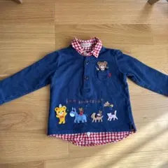 ミキハウス 動物刺繍 トレーナー ネイビー