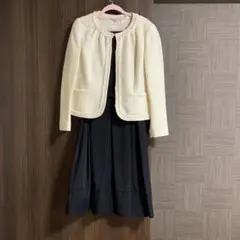 スティル(コウジワタナベ)ノーカラーニットジャケット&ノースリーブワンピース M