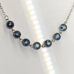 8mmロンドンブルートパーズAAA☆サージカルステンレスネックレス*N51