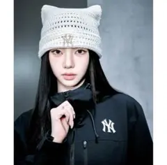 MLB ビーニー karina着用 猫耳 ニット帽 韓国 カリナ - メルカリ
