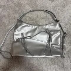 SHEIN シルバー ショルダーバッグ リボン付き
