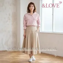 &LOVE アンドラブ ストライプ フード付き フリル シャツ ブラウス Mのサムネイル