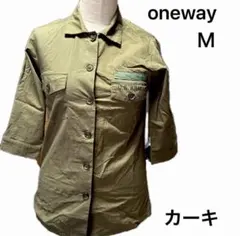 ワンウェイ)レディース シャツ Mカーキ五分袖イ)薄手で涼しくのサムネイル