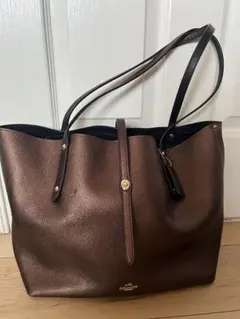 COACH ブロンズ レザートートバッグ