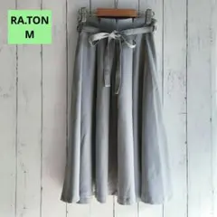【RA.TON】38 M グレー　タックススカート バックゴム 紐ベルト付き