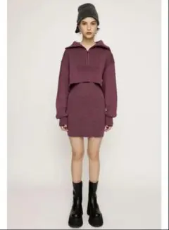 SLYパープル 長袖 ミニ ワンピース2点セ ット Sサイズ