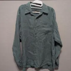 BANANA REPUBLIC リネン長袖シャツ L グリーン