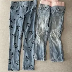 H&M ミッキーマウス デニムパンツ 100 110 2着セット