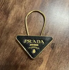 【美品】PRADA プラダ キーリング バッグチャーム 三角ロゴ NERO