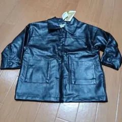 黒い合成皮革半袖ジャケット100cm