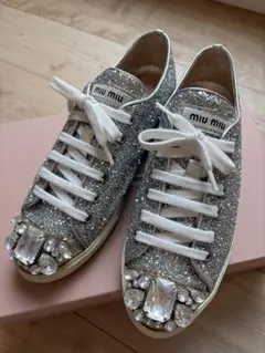 MIU MIU GLITTER13 グリッター ビジュー スニーカー ビジュー - メルカリ