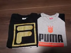 FILA 黒　 PUMAグレーTシャツ ロゴプリント　2点セット