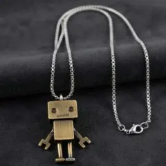 ヴィンテージ シルバー 925 ロボット チェーン ネックレス ペンダント