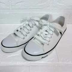 ★ポロ ラルフローレン スニーカー 23.5cm ホワイト キャンバス 刺繍ロゴ