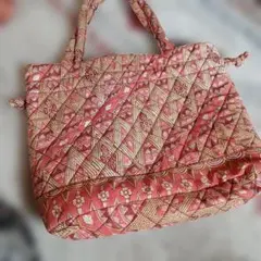 ピンク系キルティング巾着