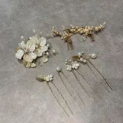 ウェディング ヘッドドレス 花とパール