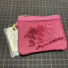 Disneyミニーマウス ピンク刺繍 コインケース ポーチ