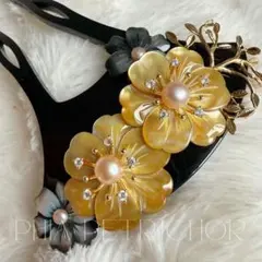 髪飾り 桜 かんざし バチ型 螺鈿 真珠母貝 パール 簪