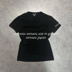y2k EMPORIO ARMANI Vネック Tシャツ ブラック