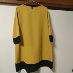 SHEIN バイカラー ワンピース マスタードイエロー