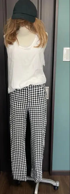 ベルシュカ ギンガムチェック パンツ S 裾スリット ZARA