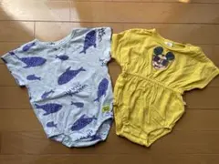 minibrand 魚柄とミッキー柄ロンパース 70 80 ２枚セット