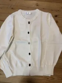 レディースニットカーディガン可愛いキラキラボタンホワイト