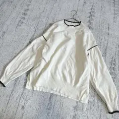 グローバルワーク　ハイネックニット　リブ編みセーター　バイカラー　トップス　L