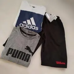 Puma Tシャツ、adidas Tシャツ、Wilson ショートパンツ セット