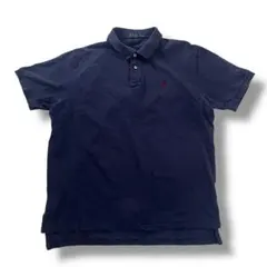 ポロラルフローレン 鹿の子 ポロシャツ XXL ポニー刺繍 ネイビー 古着 半袖
