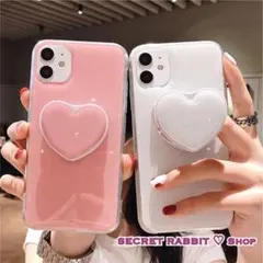 韓国♡マカロン♡ハート　グリップトック付き♡　iphoneケース