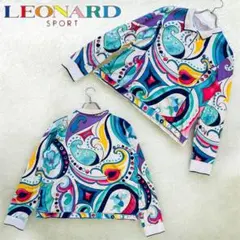 レオナール ポロシャツ 幾何学模様 カットソー 総柄 ジオメトリック 2XL