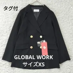 グローバルワーク ウツクシルエットダブルジャケット 金ボタン XL ネイビー
