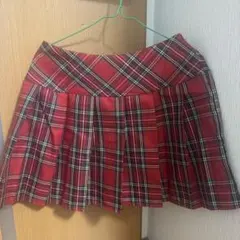SHEIN 赤チェック プリーツスカート