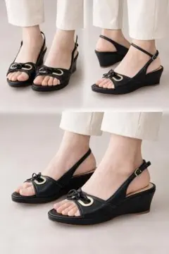 【極美】BALLY バリー ウェッジソールサンダル 23.0cm (36) 黒のサムネイル