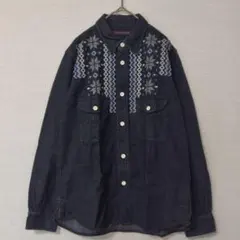 【サーチオブプレイスアーバンリサーチ】メンズノルディック刺繍入りデニムシャツS
