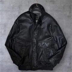 極上/XL!! 羊革 ラム レザージャケット 短丈 フライト Y2K ジップ 黒