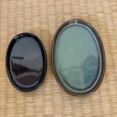 陶器の楕円形皿 2点セット