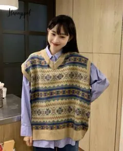SHEIN Honey spot オーバーサイズセーター ベストのサムネイル
