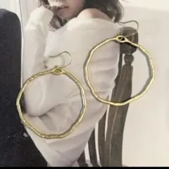 マットゴールド　ハンドメイドピアス　フープ  シンプルピアス