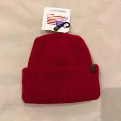 アメリカ製 ニット ワッチキャップ 60s 80s 90s 00s赤 無地