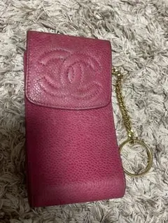 CHANEL シャネル キャビアスキン キーケース ピンク