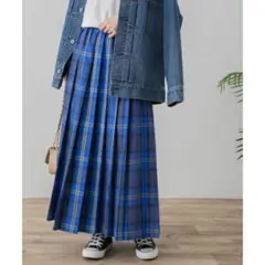 アーバンリサーチ サニーレーベル　チェックプリーツイージースカート　ブルー系