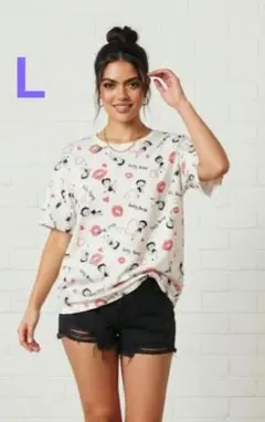 BettyBoop ベティ レディース Ｌ半袖 Tシャツ 総柄のサムネイル